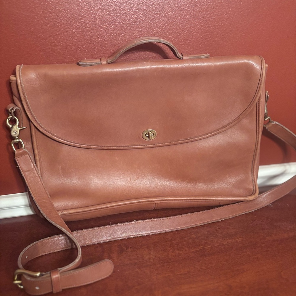 Coach Classic Brown/Tan leather side satchel